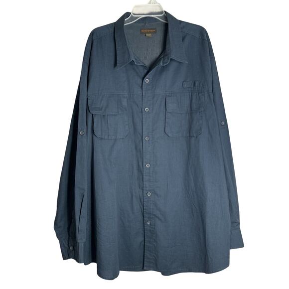 Northwest Territory Mens Long Sleeve Button Up Shirt Size 4XL Navy Pockets - Picture 1 of 9